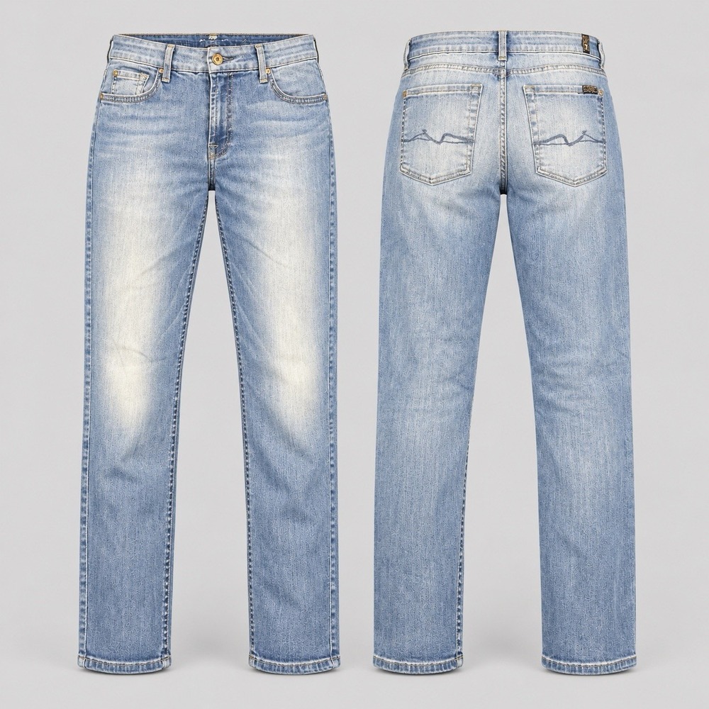 7 for all Mankind Kimmie Crop Jeans womens 32/25 Mid Rise 5 Pocket Denim Blue